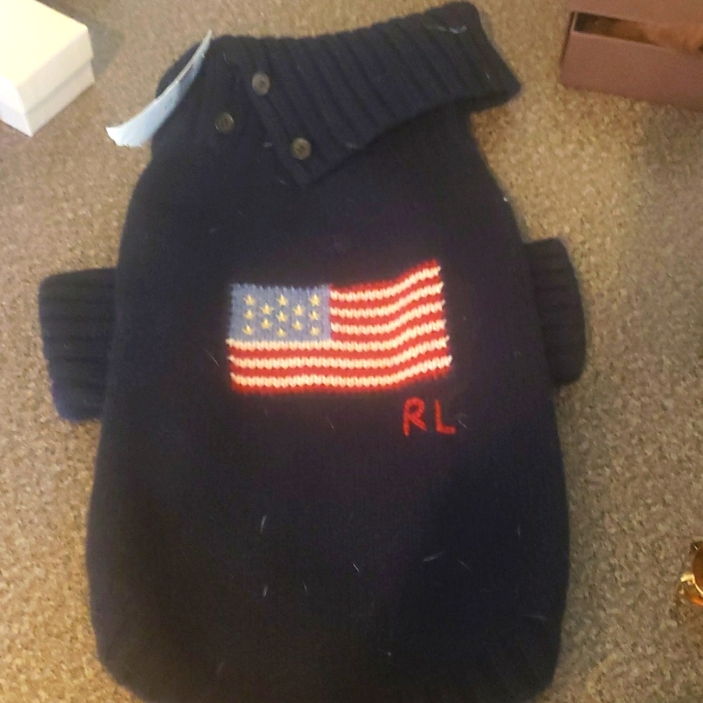 Talph Lauren flag cashmere dog sweater